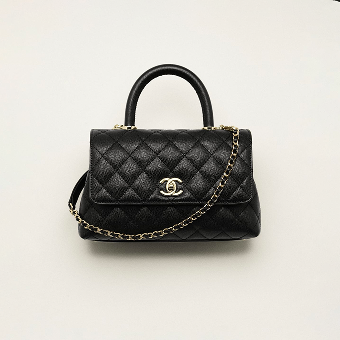 chanel small grained calfskin coco handle flap bag